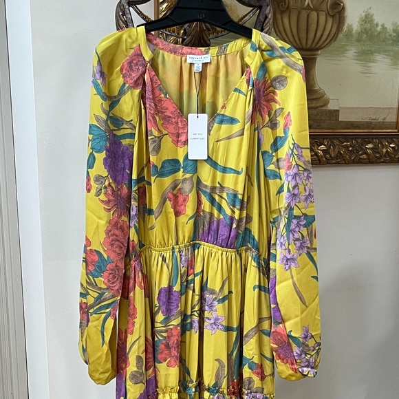 NWT Current Air Yellow Floral Ruffle Midi Dress Size M - Picture 3 of 6